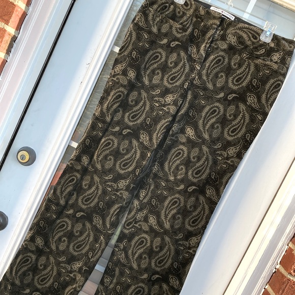 Tommy Hilfiger Stretch Black Gray Paisley Pants Sz 12 - Picture 1 of 12